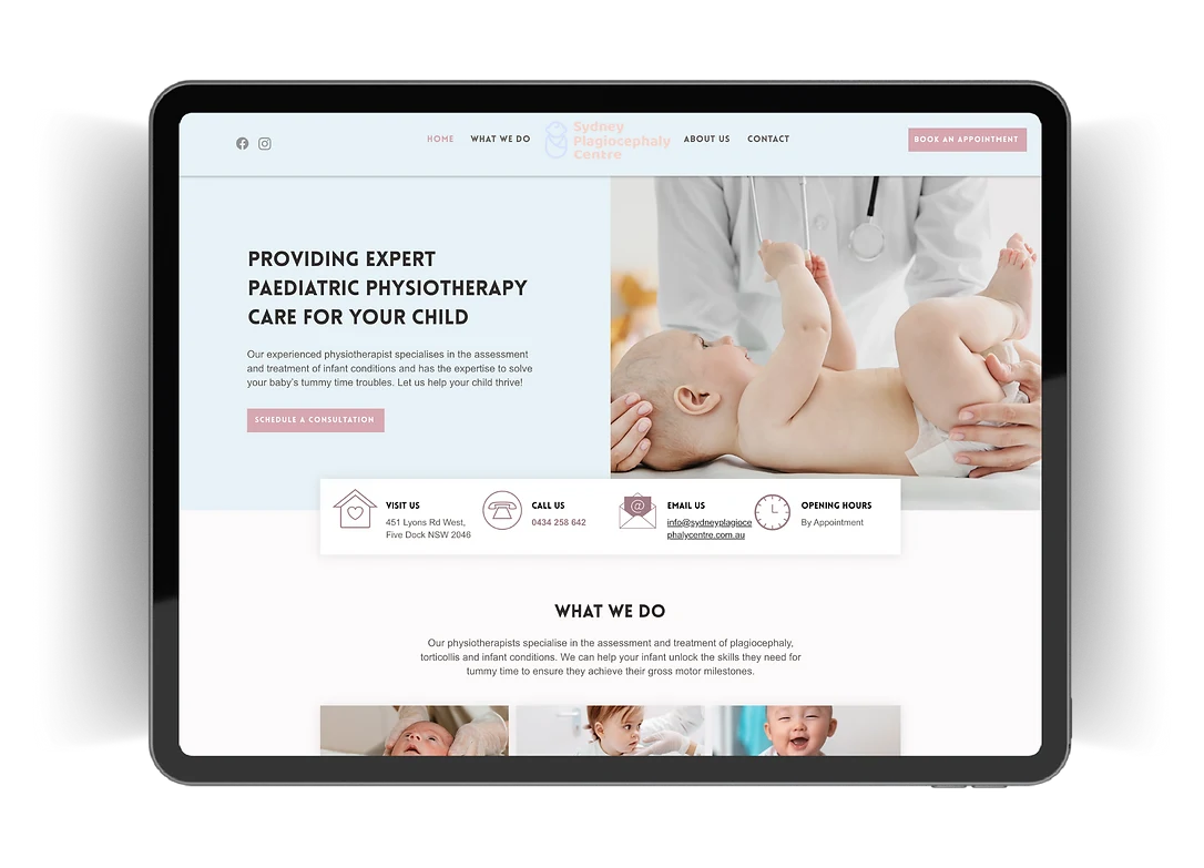 Sydney Plagiocephaly Centre website presentation