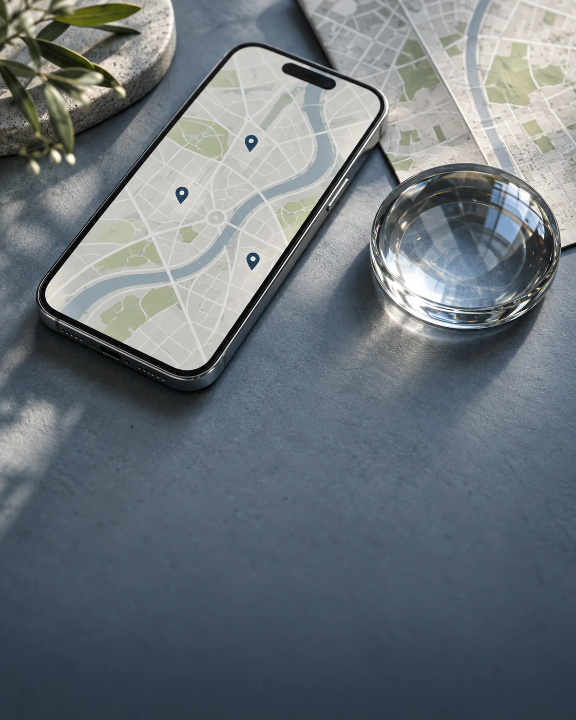 Editorial illustration of local discovery on a smartphone