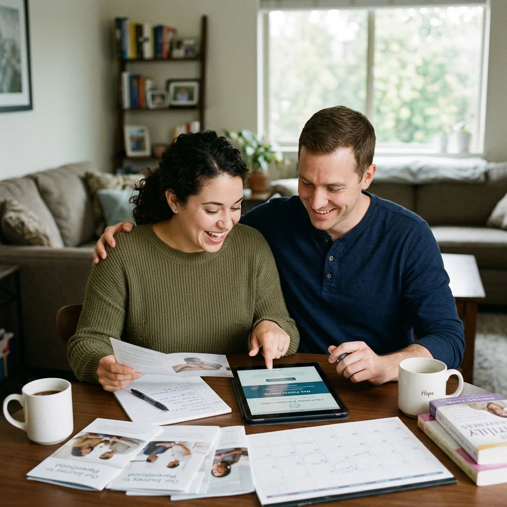 A couple considering fertility care together at home