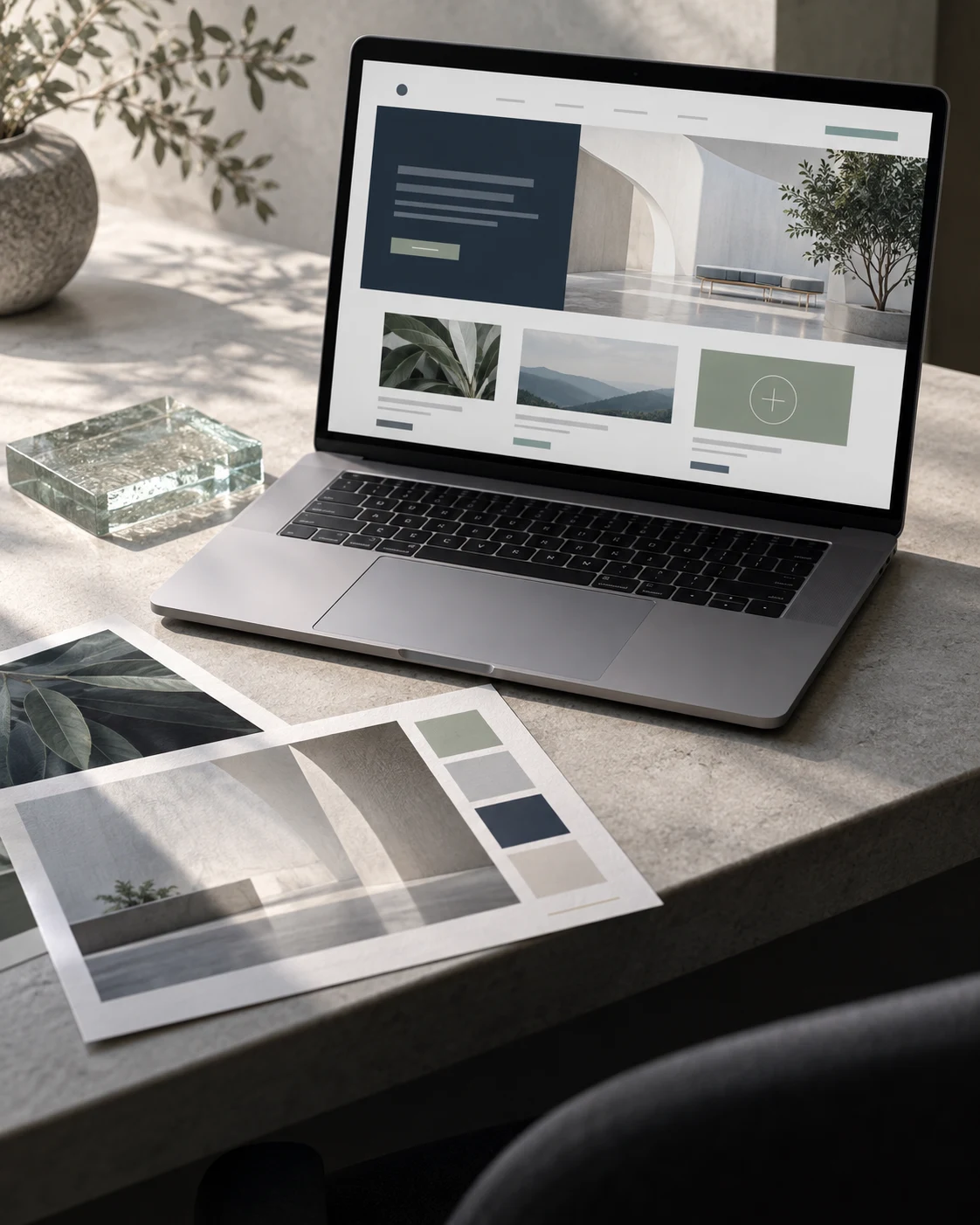 Editorial illustration of website planning and design materials